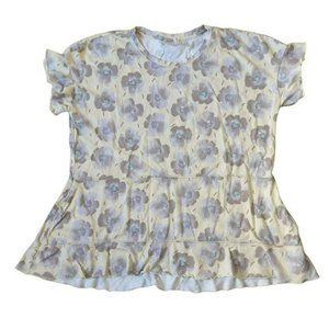 Logo Lori Goldstein Floral Cotton Blend Top Size M